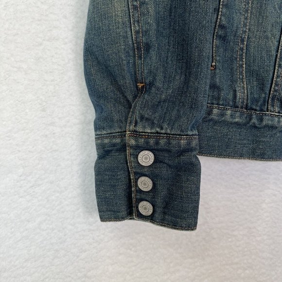 GAP Women's Y2K Sherpa Lined Snap Up Denim Jean Jacket Size S Blue - Picture 6 of 12